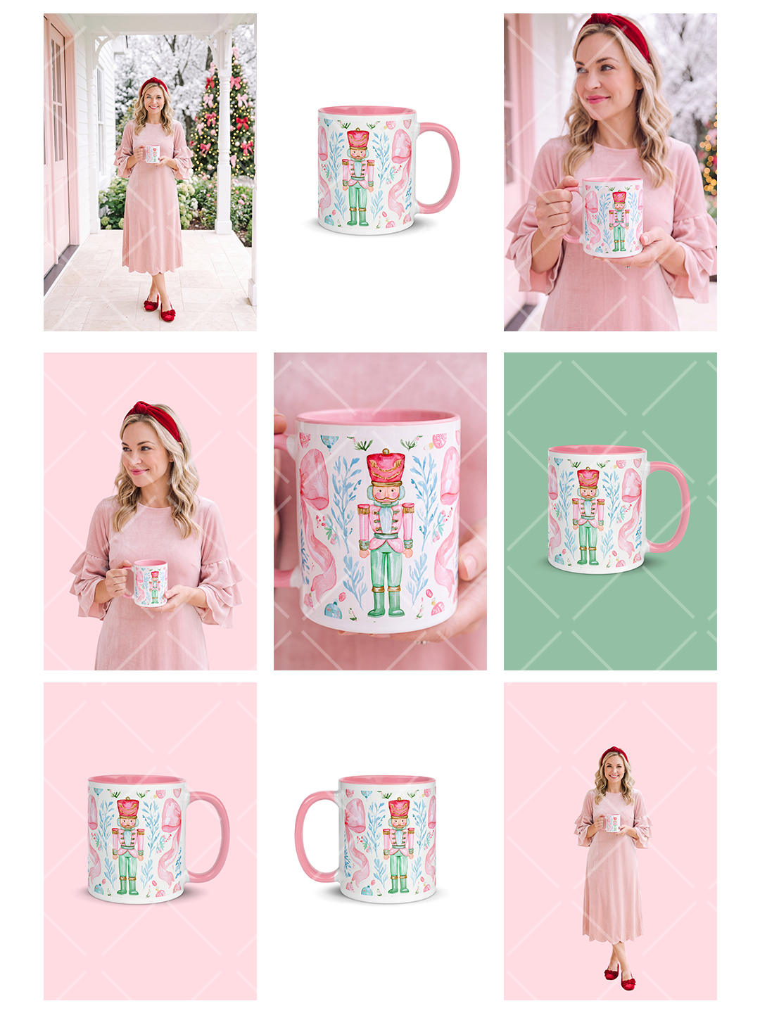 Pink Nutcracker Christmas Mug Wrap Design + 13 Mockups
