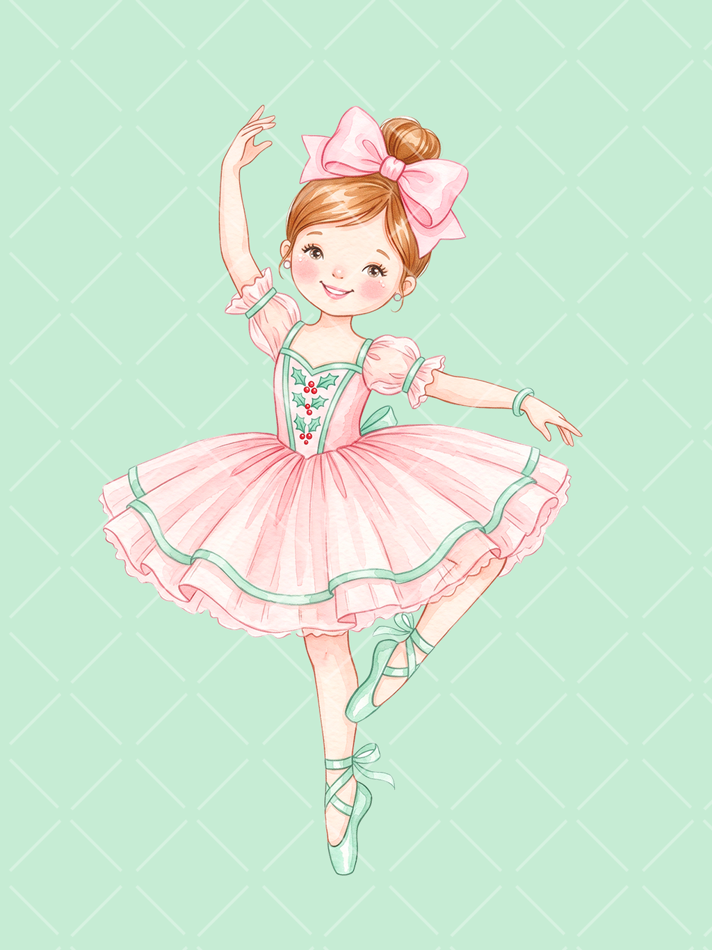 Preppy Pink Christmas Watercolor Clipart Set – 23 PNGs