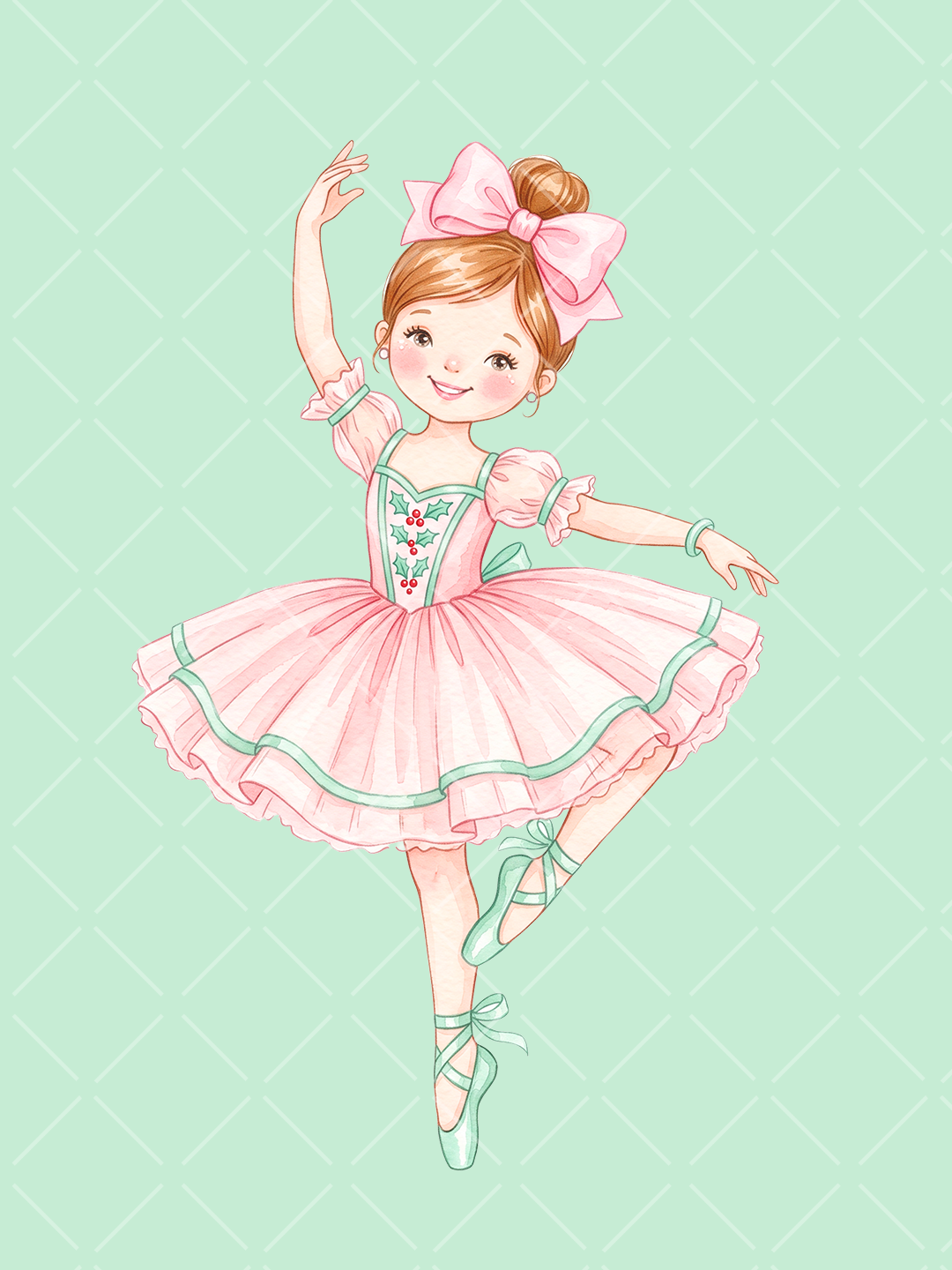 Preppy Pink Christmas Watercolor Clipart Set – 23 PNGs