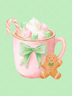 Preppy Pink Christmas Watercolor Clipart Set – 23 PNGs