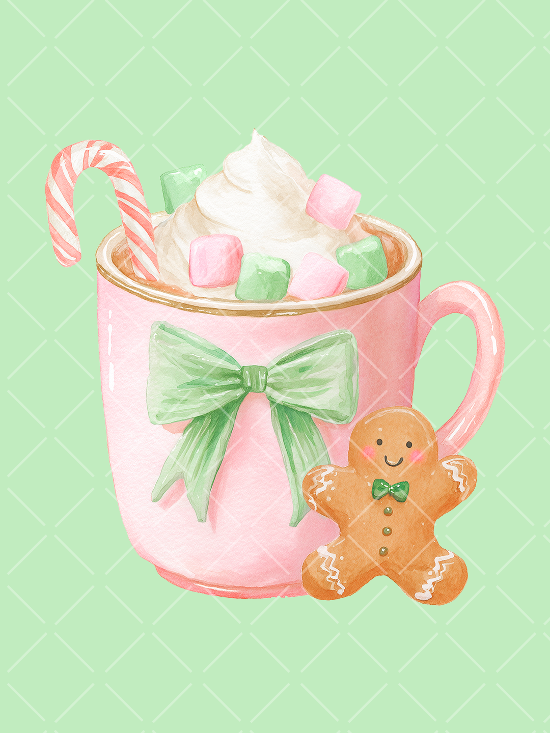 Preppy Pink Christmas Watercolor Clipart Set – 23 PNGs