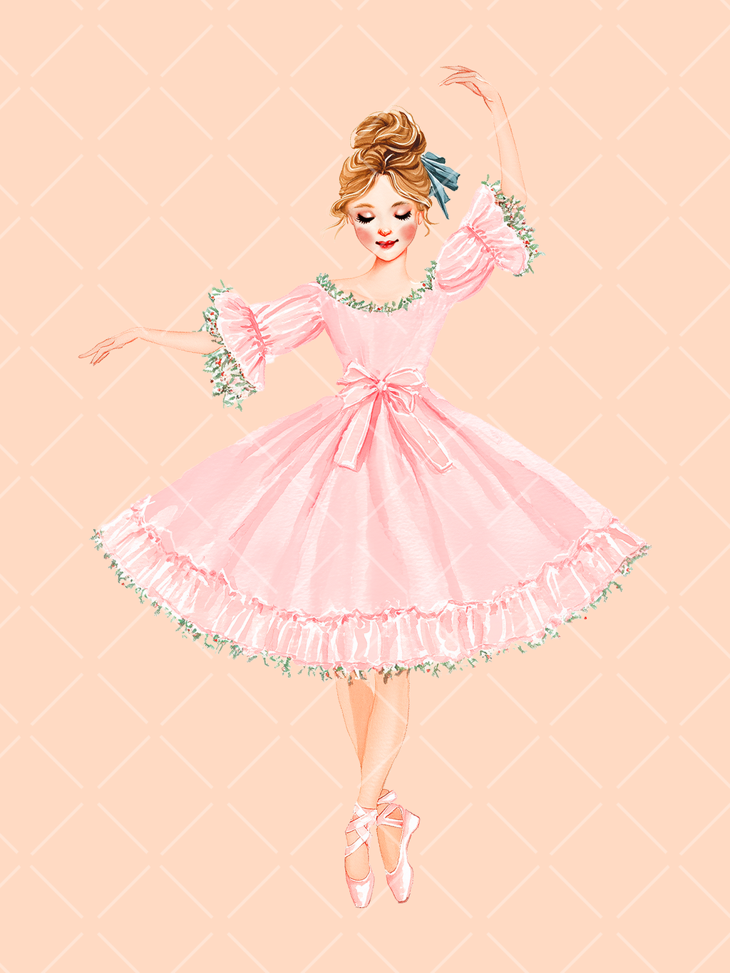 Preppy Pink Christmas Watercolor Clipart Set – 23 PNGs
