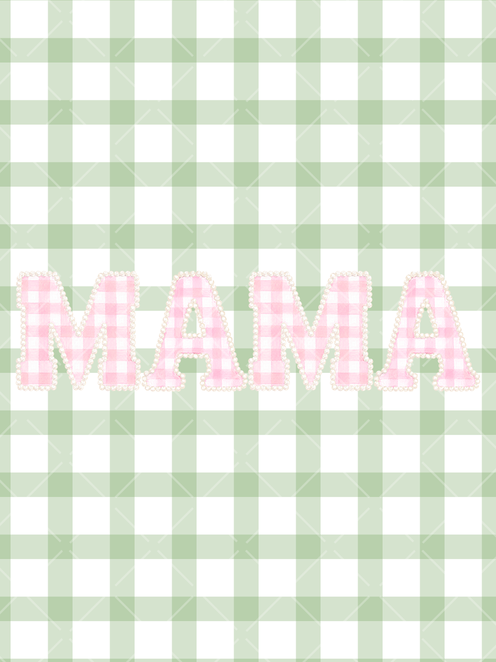 Watercolor Pink Gingham Pearl Alphabet Clipart Set