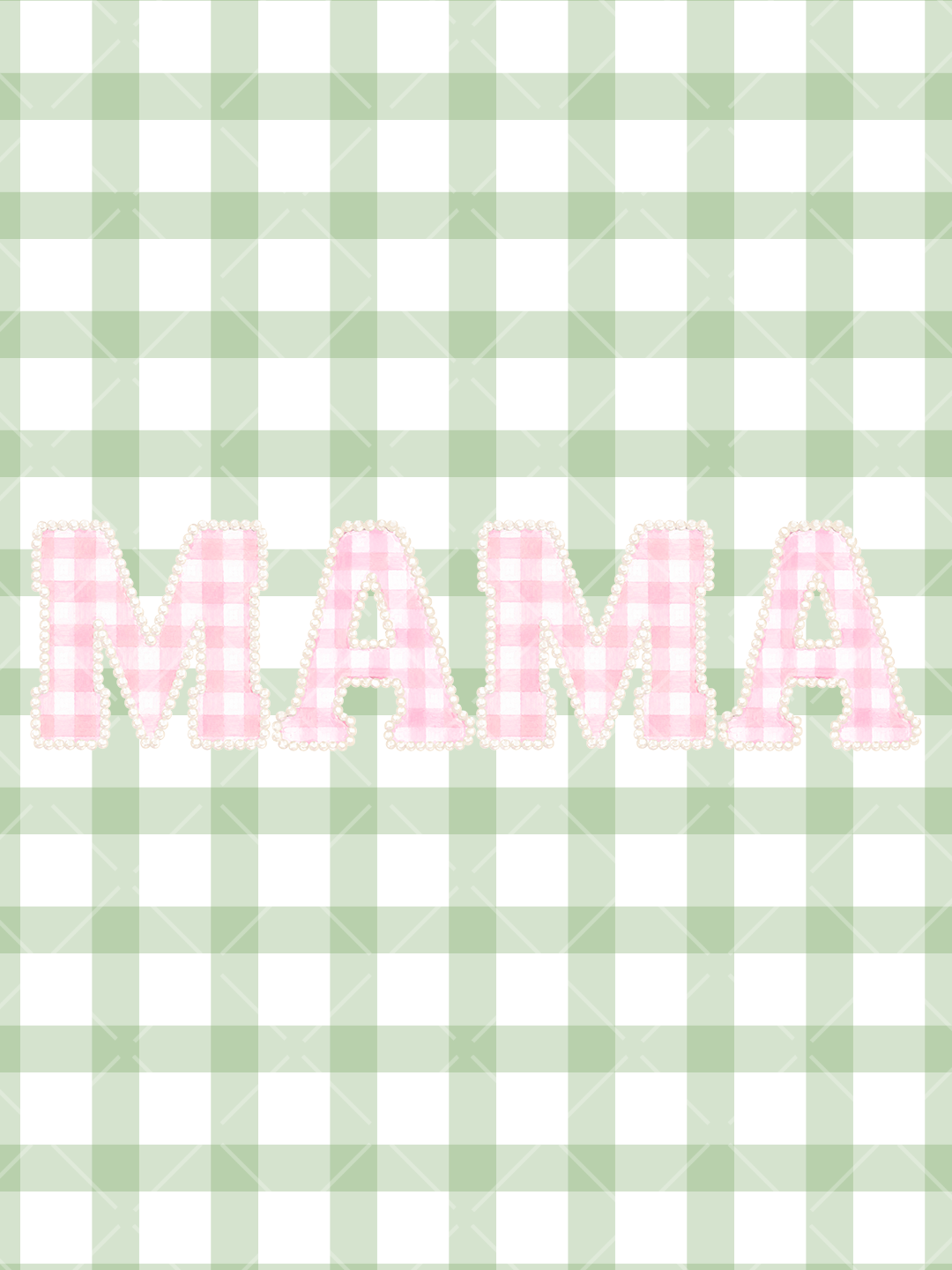 Watercolor Pink Gingham Pearl Alphabet Clipart Set