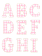 Watercolor Pink Gingham Pearl Alphabet Clipart Set