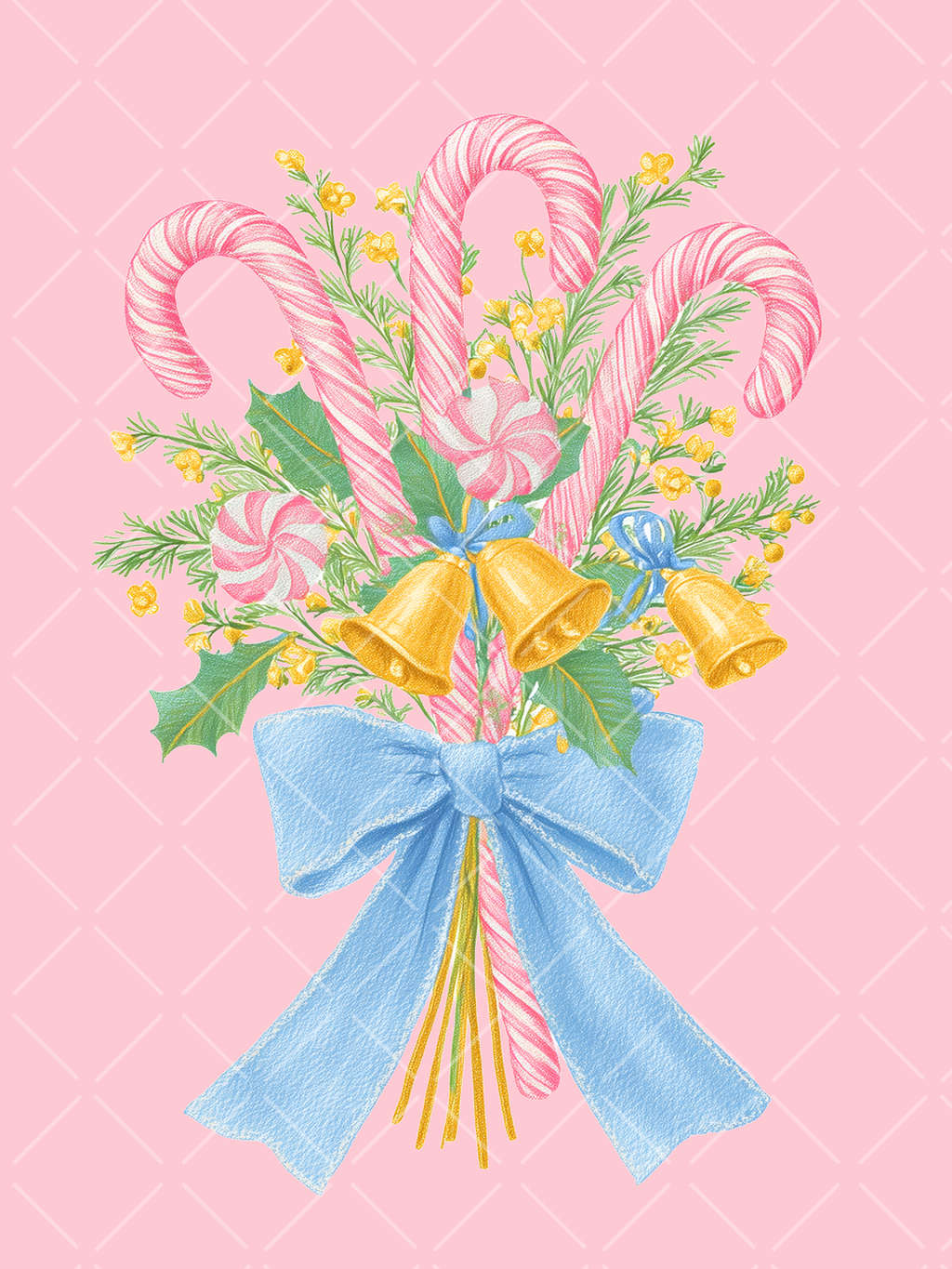 Preppy Pink Christmas Watercolor Clipart Set – 23 PNGs