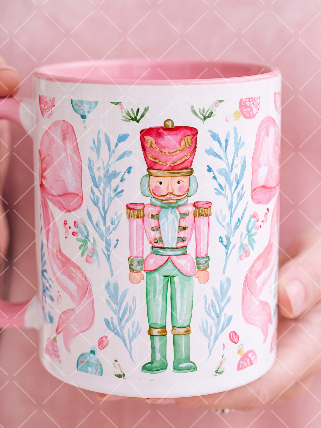 Pink Nutcracker Christmas Mug Wrap Design + 13 Mockups
