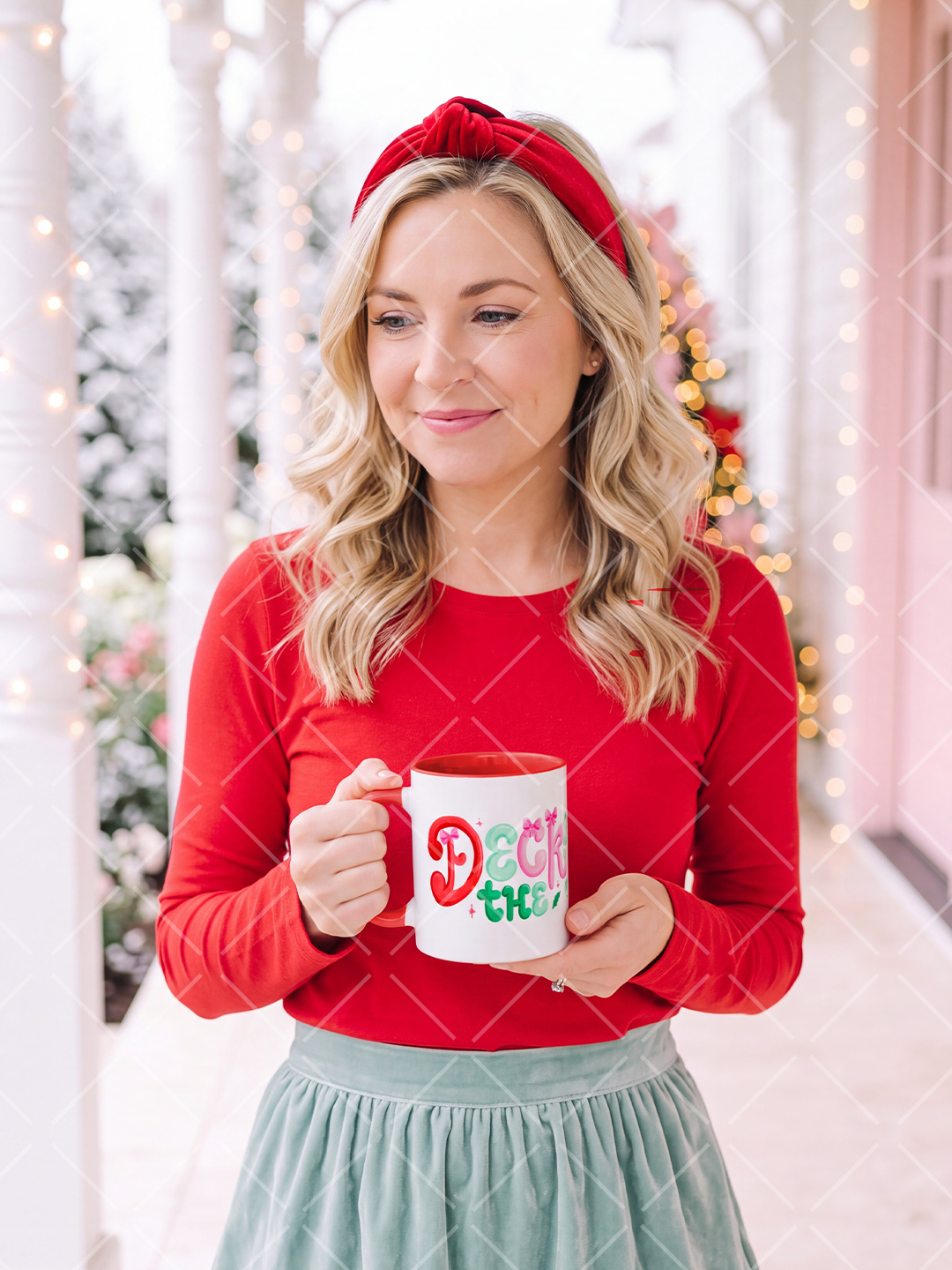 Deck the Halls Preppy Christmas 11 oz Mug Wrap + Styled Mockups
