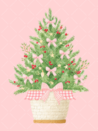Preppy Pink Christmas Watercolor Clipart Set – 23 PNGs