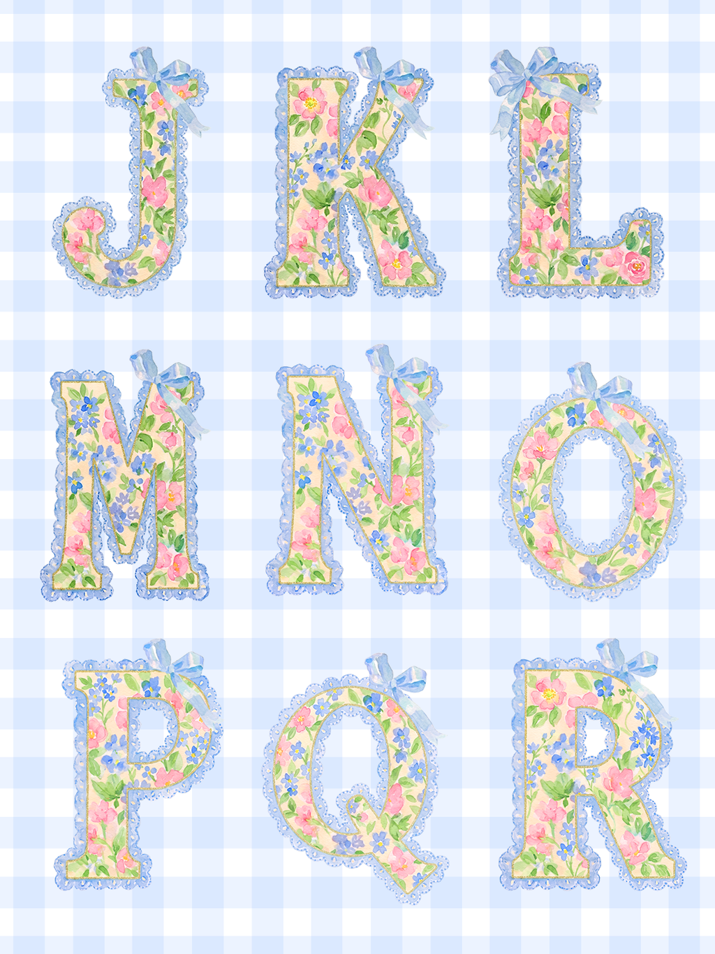 Watercolor Floral Alphabet Clipart – Preppy Letter Set