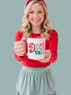 Deck the Halls Preppy Christmas 11 oz Mug Wrap + Styled Mockups