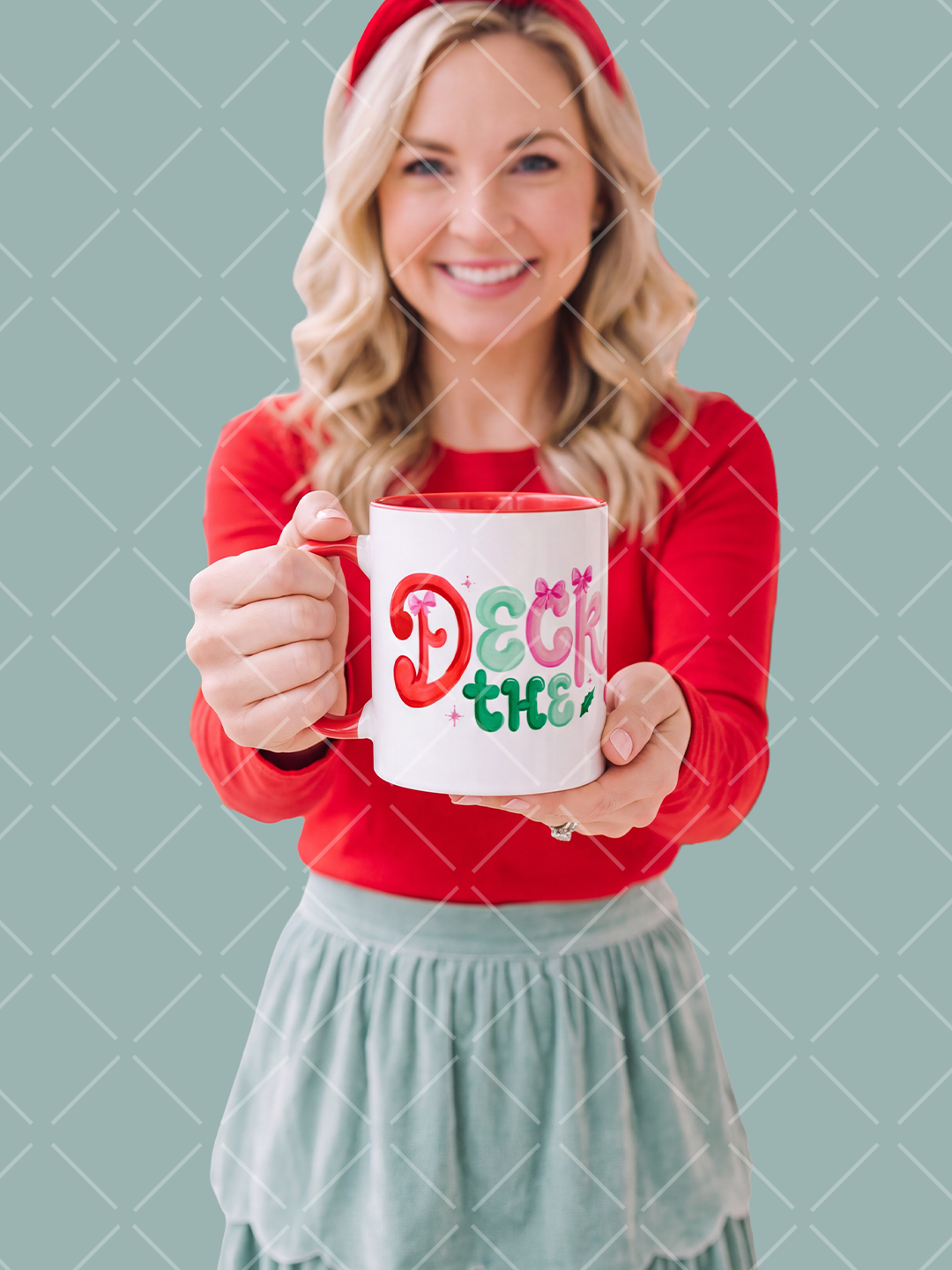 Deck the Halls Preppy Christmas 11 oz Mug Wrap + Styled Mockups