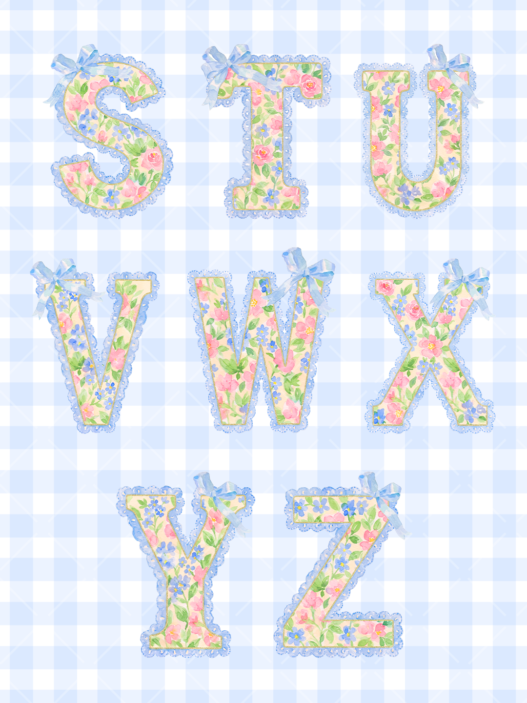 Watercolor Floral Alphabet Clipart – Preppy Letter Set