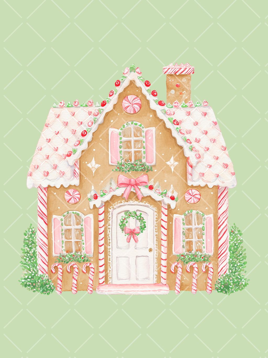 Preppy Pink Christmas Watercolor Clipart Set – 23 PNGs