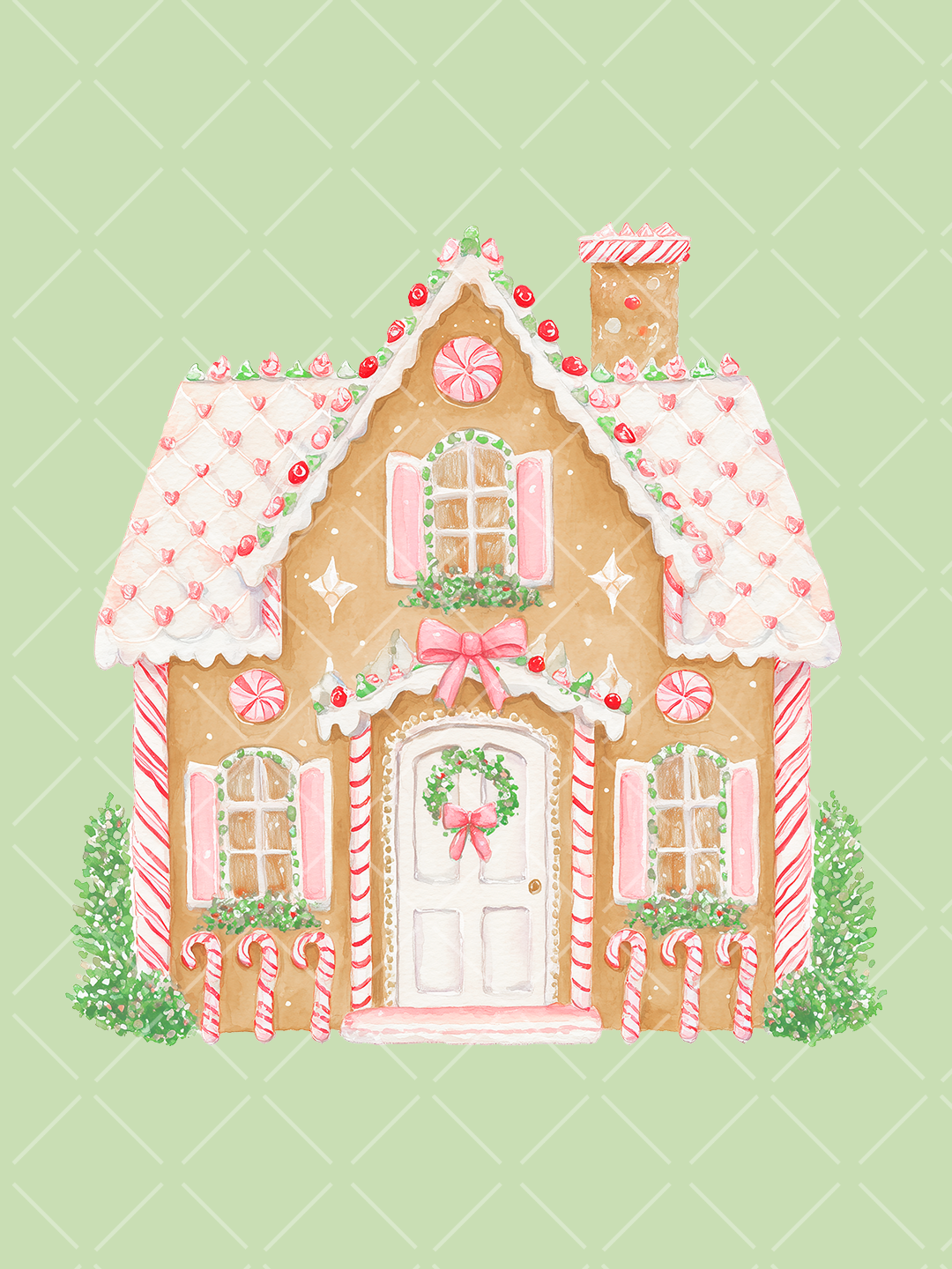 Preppy Pink Christmas Watercolor Clipart Set – 23 PNGs