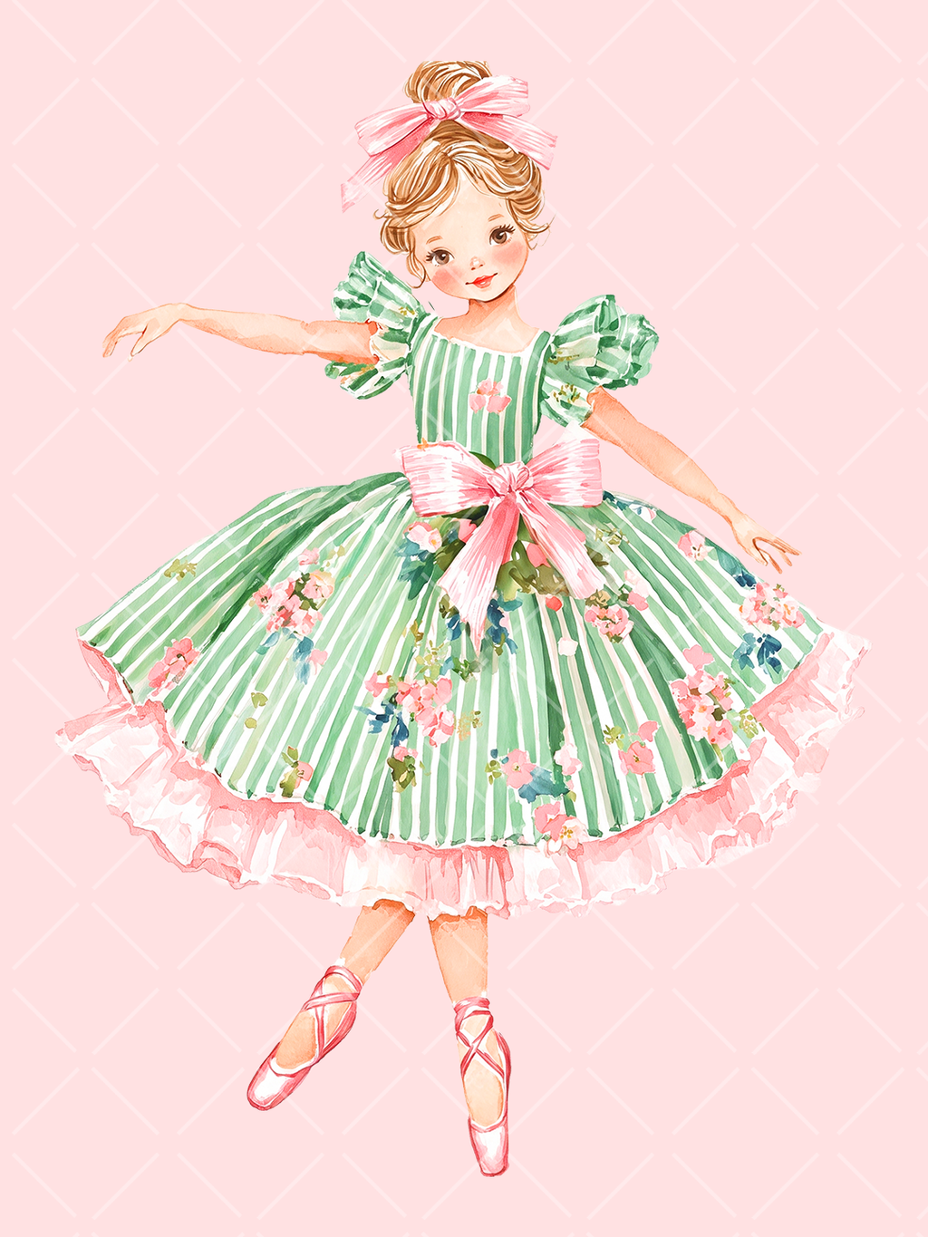 Preppy Pink Christmas Watercolor Clipart Set – 23 PNGs