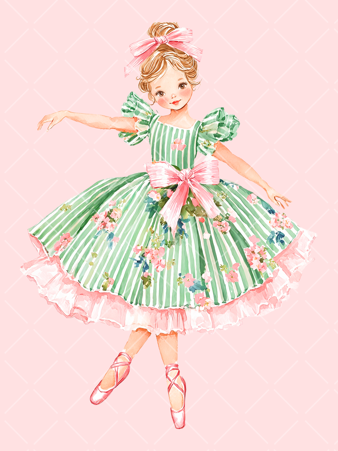 Preppy Pink Christmas Watercolor Clipart Set – 23 PNGs