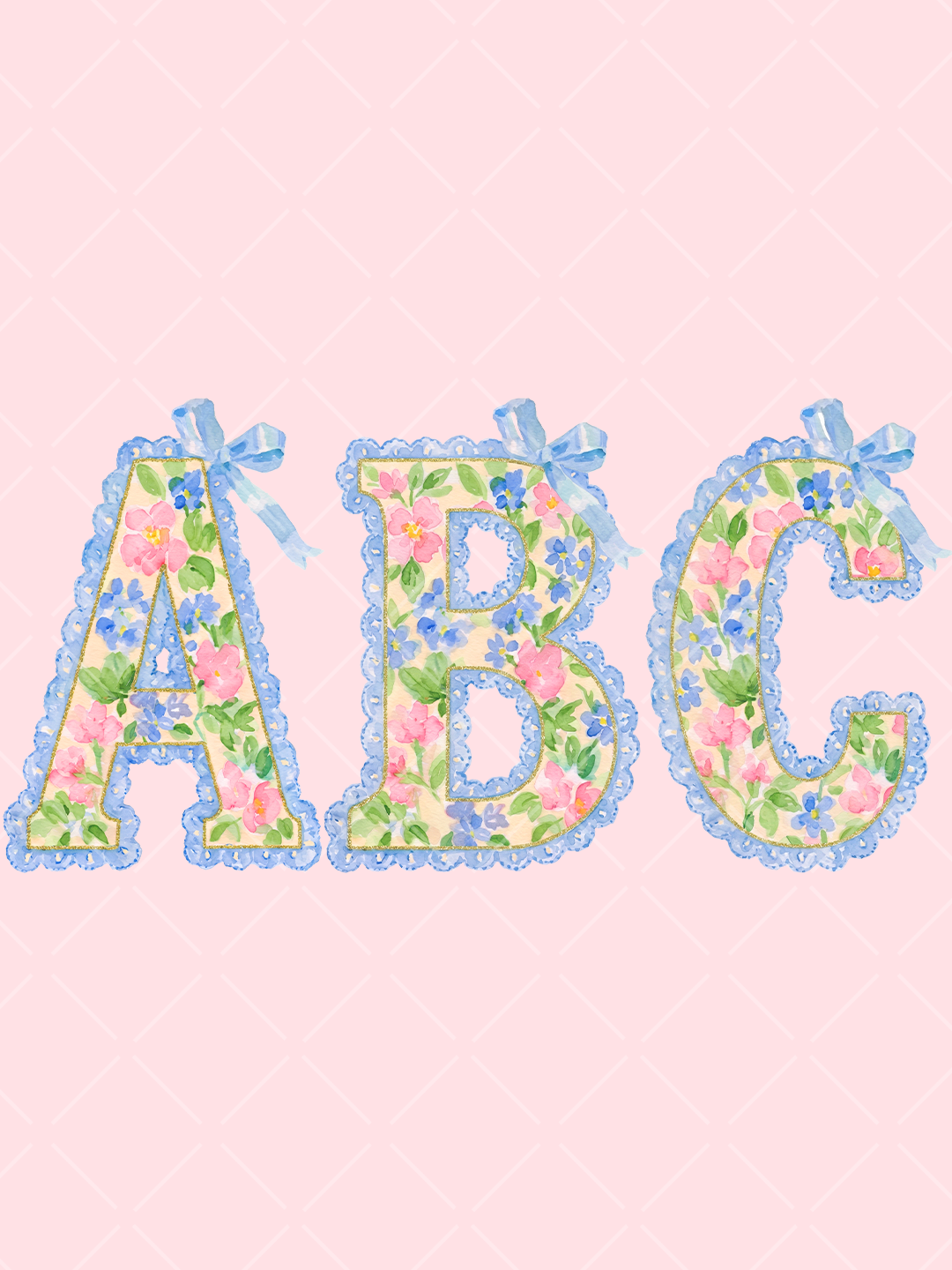 Watercolor Floral Alphabet Clipart – Preppy Letter Set