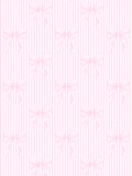 Soft pink watercolor ribbon bows arranged over narrow pink and white vertical stripes in a seamless repeating pattern.