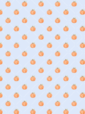 Seamless fall pattern with watercolor orange pumpkins arranged over a baby blue background with a subtle white diagonal lattice.