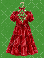 Red Velvet Equestrian Christmas Watercolor Clipart Set
