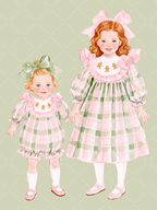 Multicultural Christmas Sisters Watercolor Clipart Set