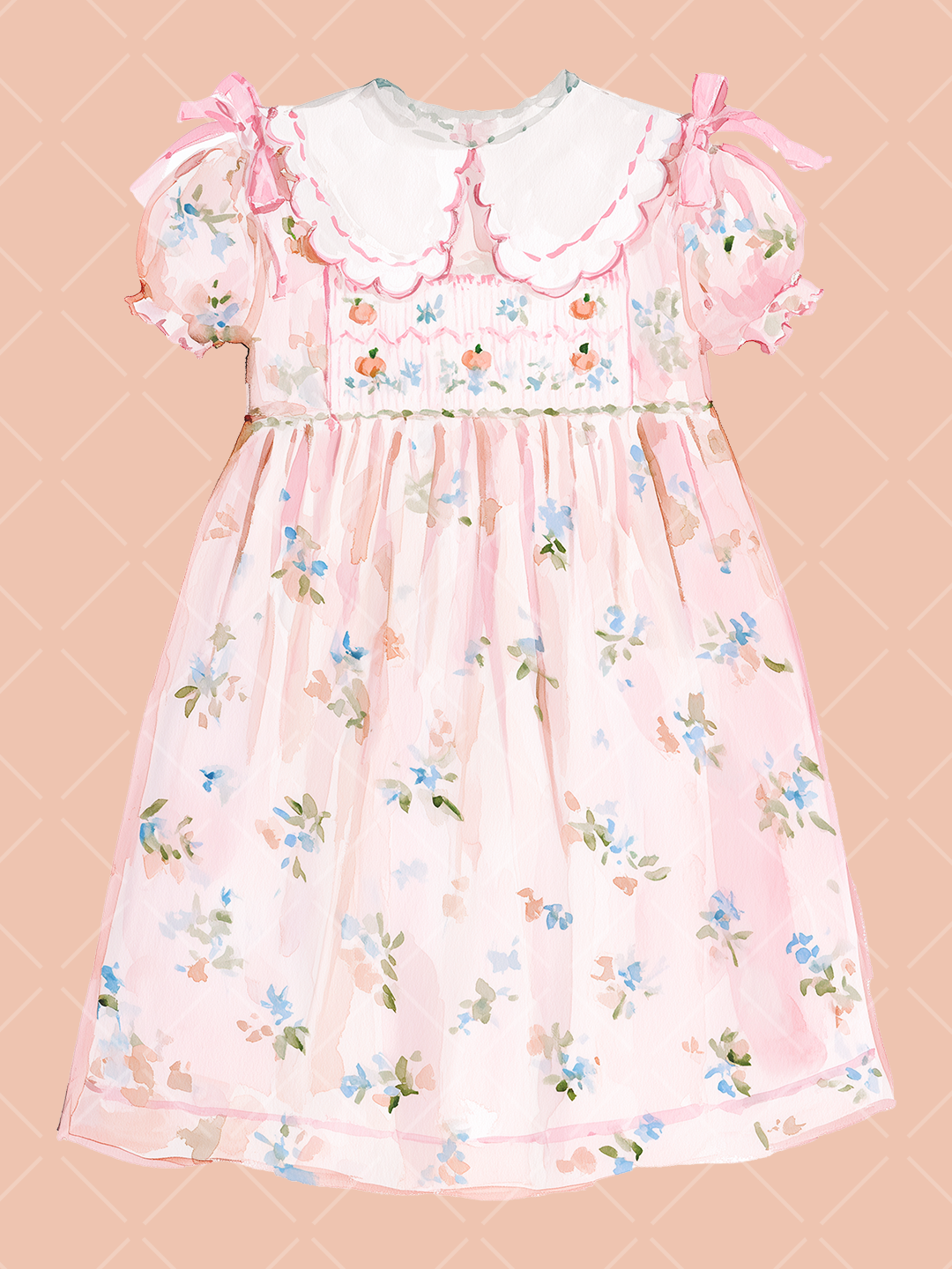 Fall Smocked Children's Clothing Watercolor Clipart Set