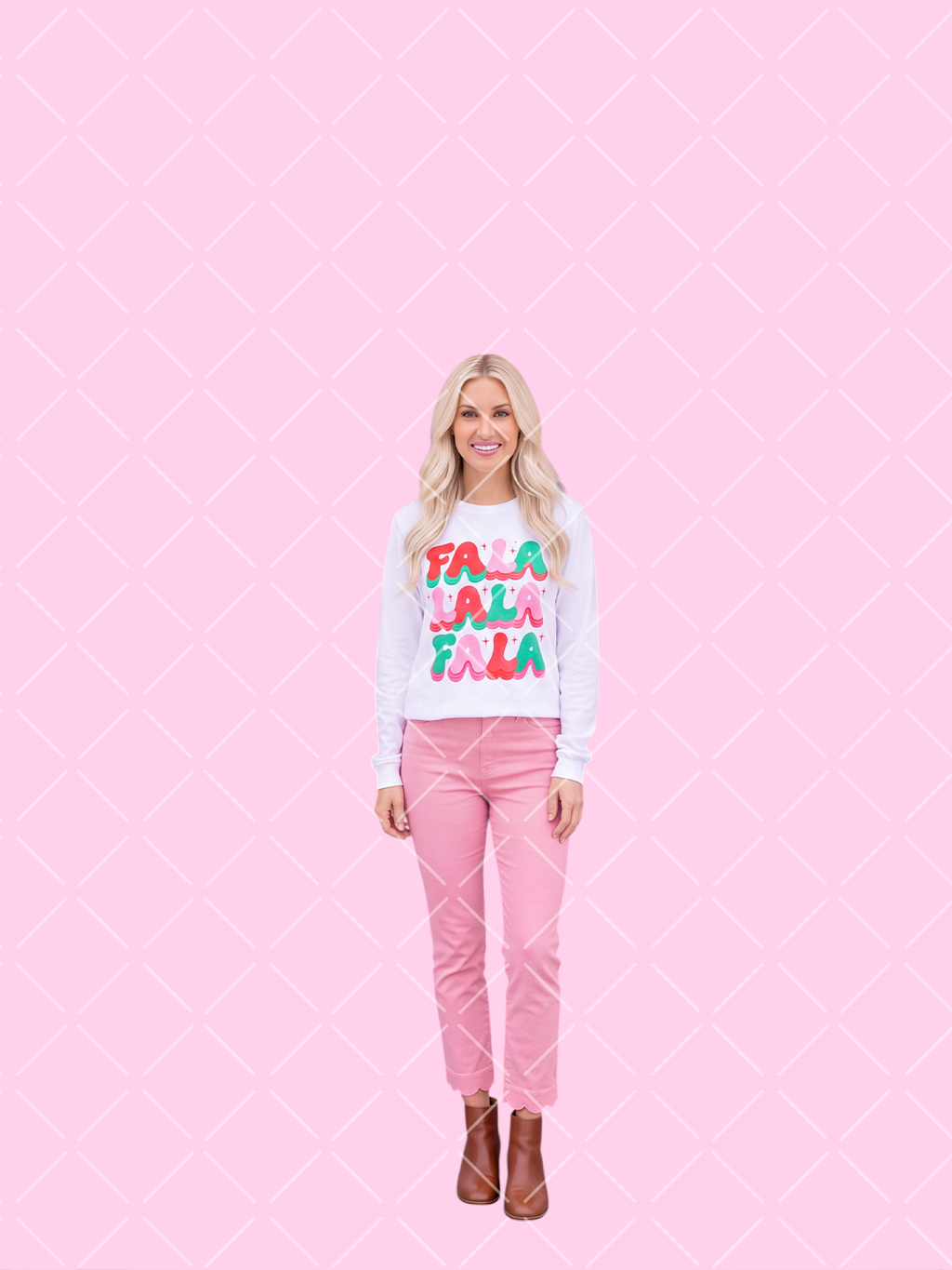 Fa La La Retro Christmas PNG Design + Styled Mockups