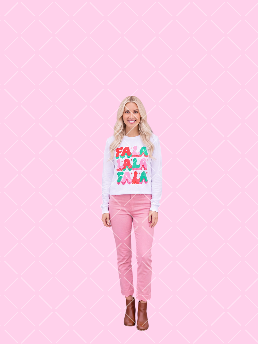 Fa La La Retro Christmas PNG Design + Styled Mockups