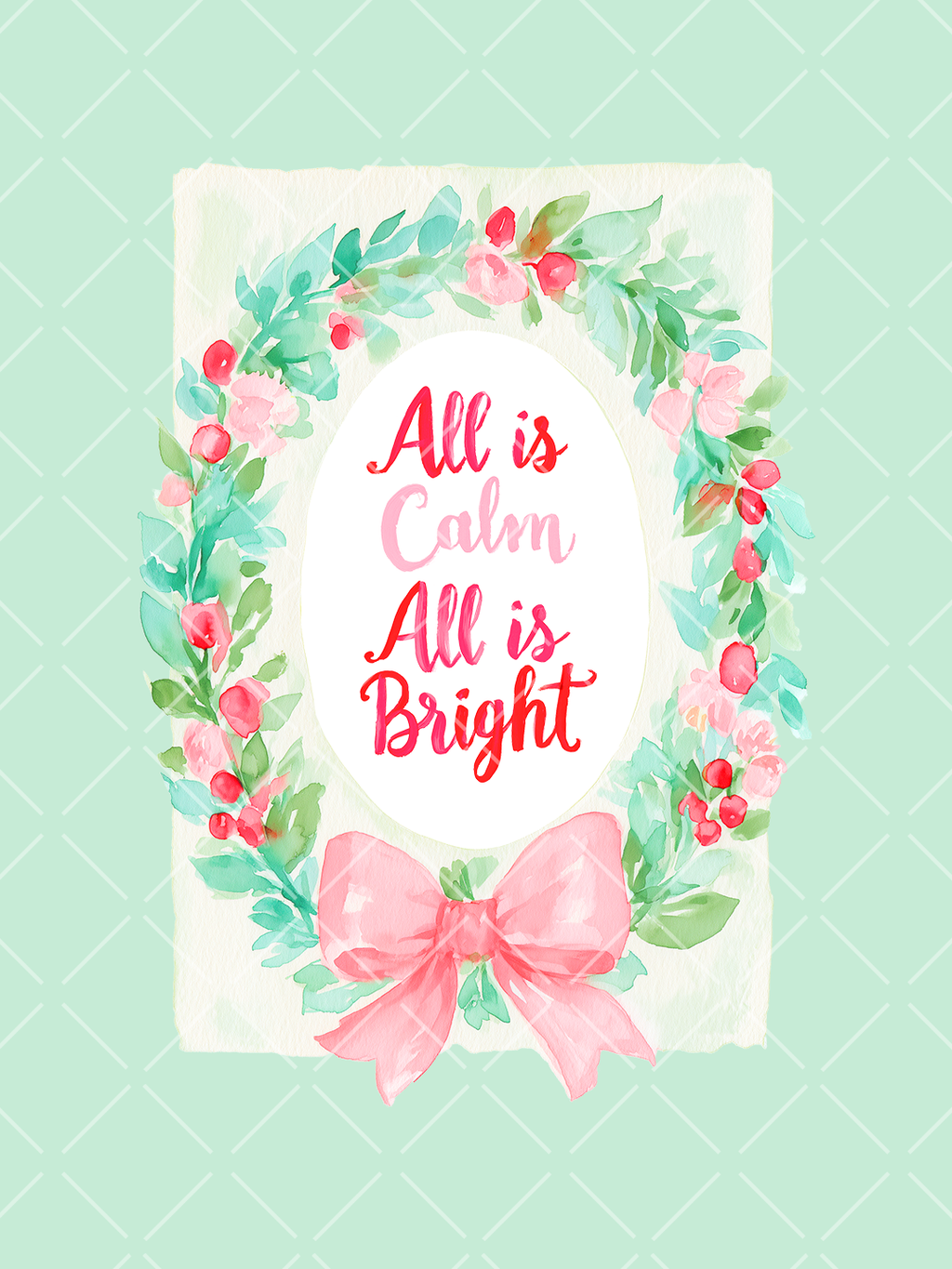 Watercolor Christmas A7 Frames Clipart Set