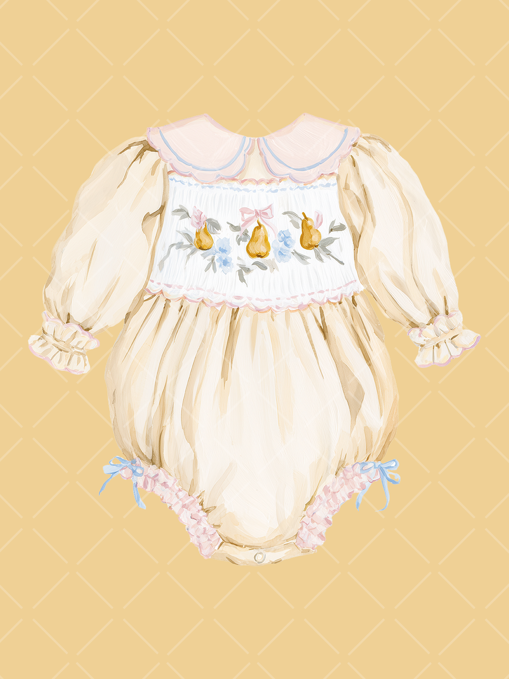 Fall Smocked Children's Clothing Watercolor Clipart Set