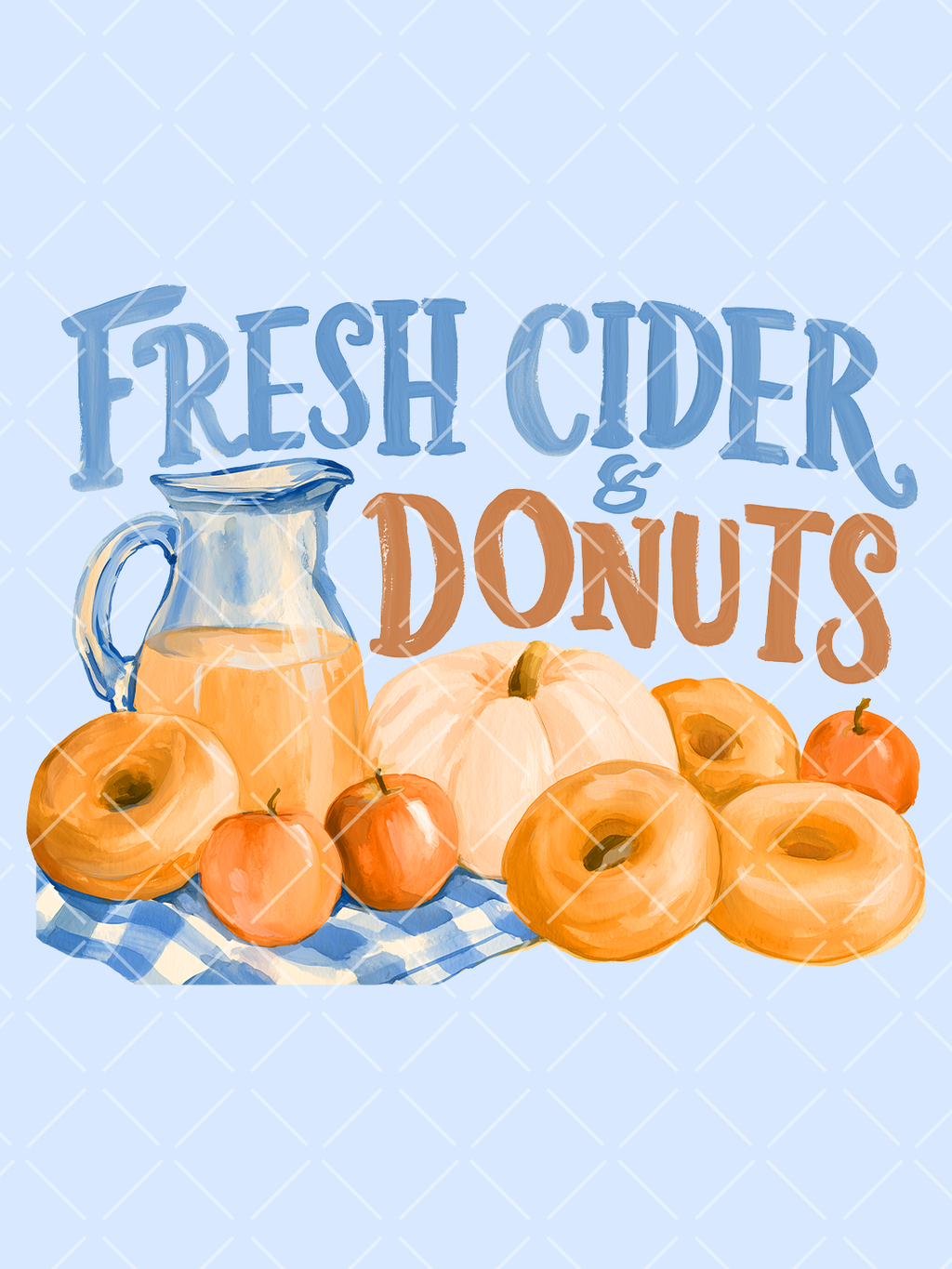 Fresh Cider & Donuts Watercolor Fall PNG Clipart