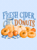 Fresh Cider & Donuts Watercolor Fall PNG Clipart
