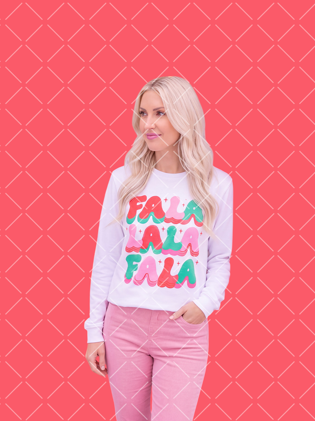 Fa La La Retro Christmas PNG Design + Styled Mockups