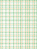 Watercolor windowpane plaid pattern with broad green grid lines and fine orange stripes on a white background.