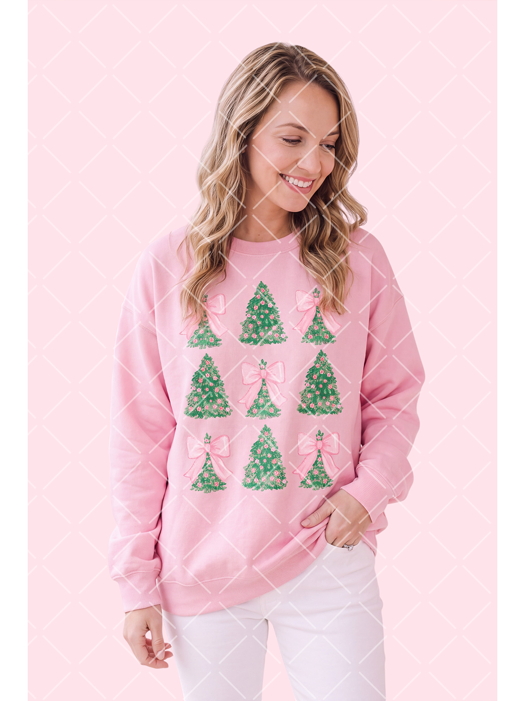 Pink Bow Christmas Tree PNG Design + 13 Styled Mockups