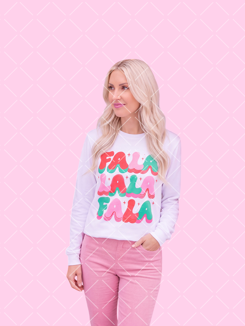 Fa La La Retro Christmas PNG Design + Styled Mockups