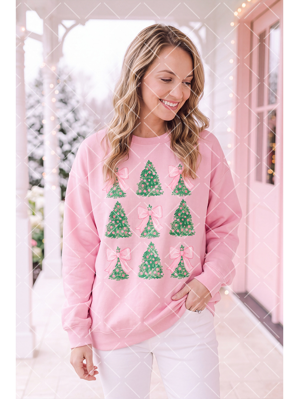 Pink Bow Christmas Tree PNG Design + 13 Styled Mockups