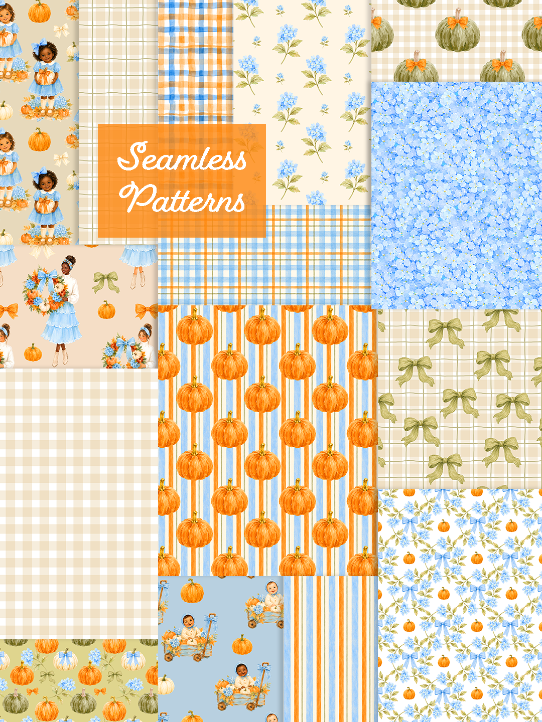 15 Grandmillennial Autumn Seamless Patterns