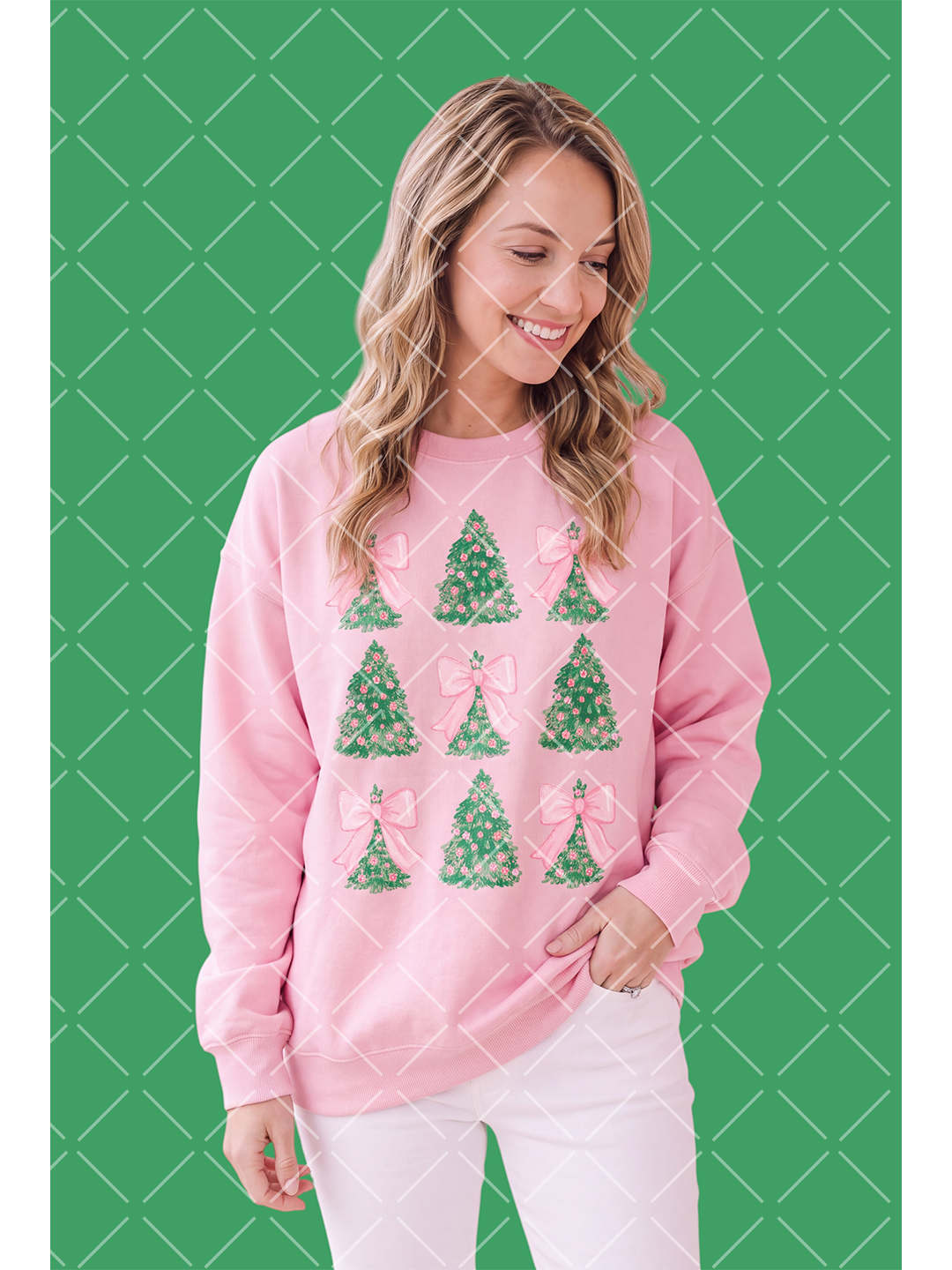 Pink Bow Christmas Tree PNG Design + 13 Styled Mockups