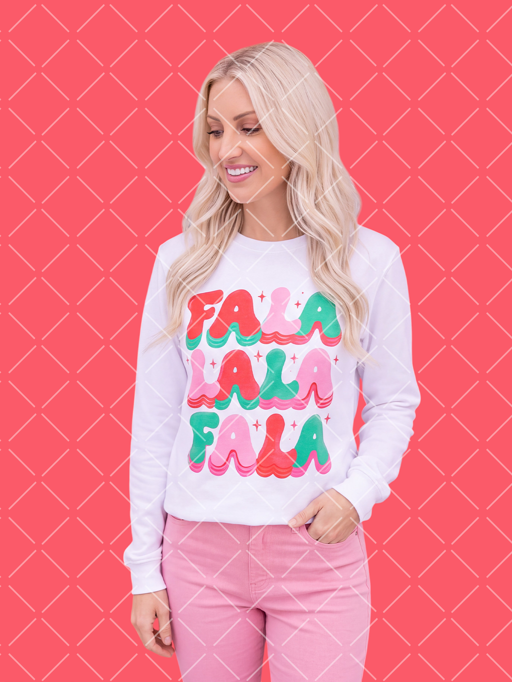 Fa La La Retro Christmas PNG Design + Styled Mockups