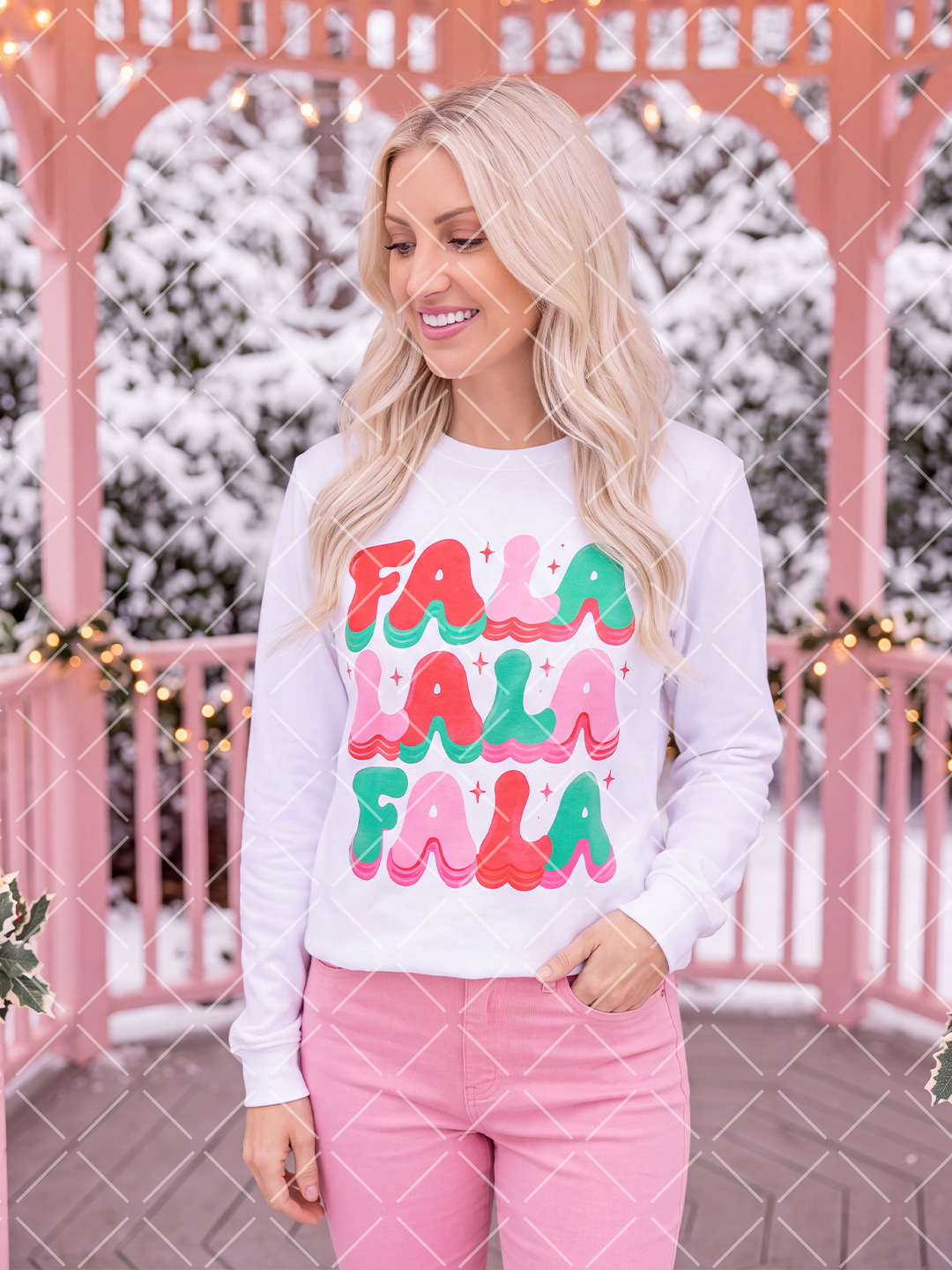 Fa La La Retro Christmas PNG Design + Styled Mockups