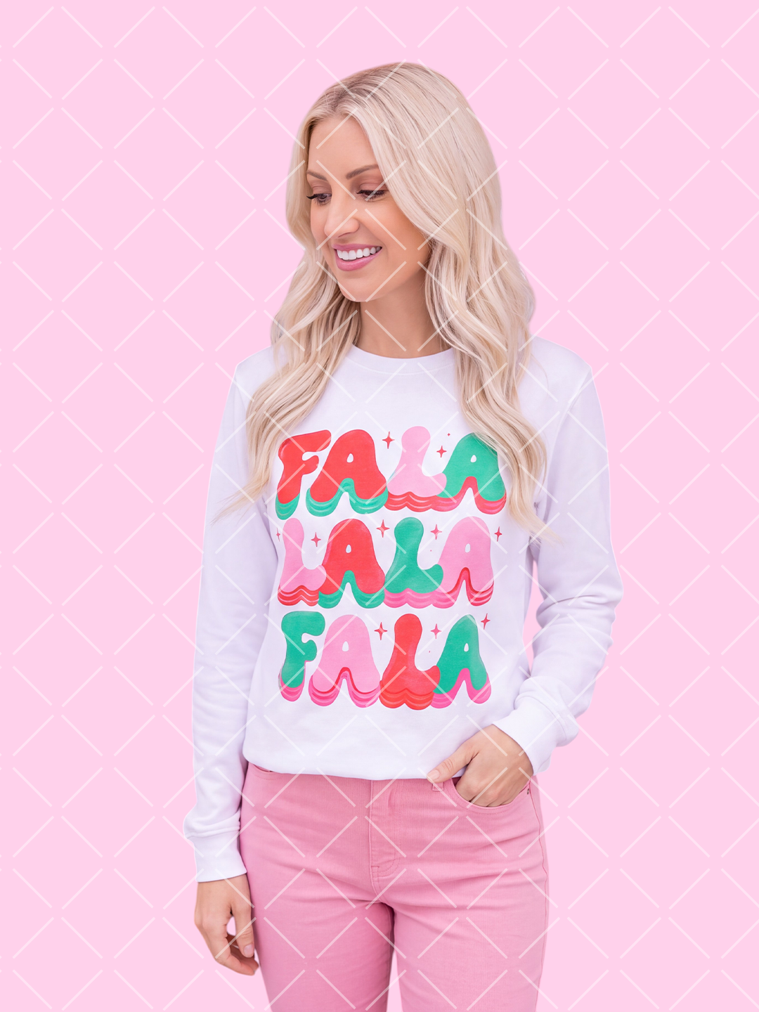 Fa La La Retro Christmas PNG Design + Styled Mockups