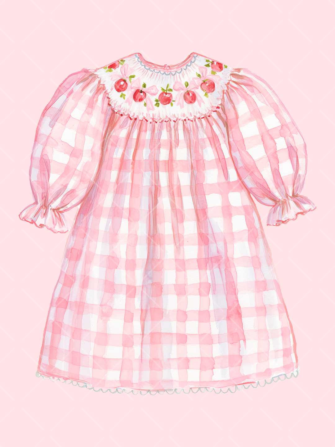 Fall Smocked Children's Clothing Watercolor Clipart Set