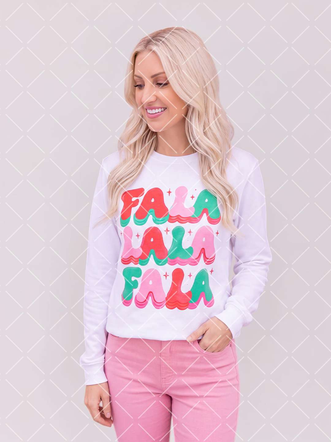 Fa La La Retro Christmas PNG Design + Styled Mockups