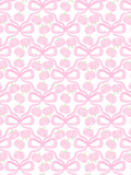 Seamless watercolor-style pattern featuring pink pumpkins and oversized pink ribbon bows on a white background