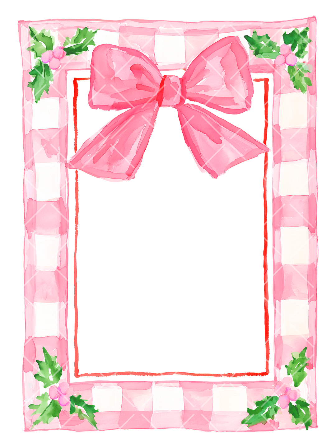 Watercolor Christmas A7 Frames Clipart Set