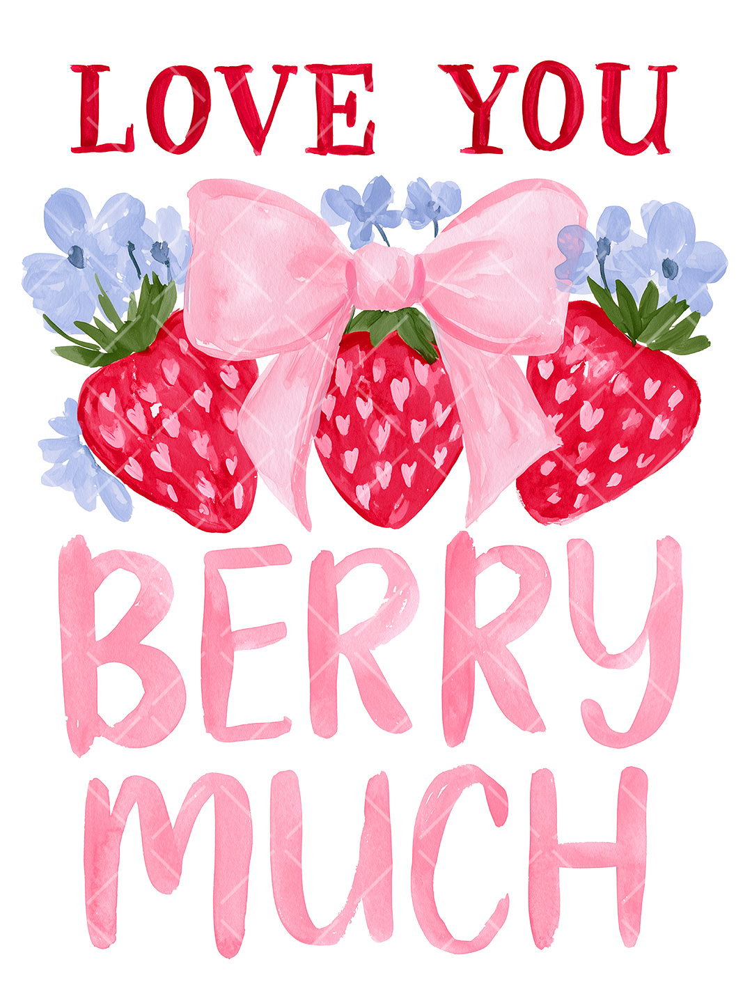 Love You Berry Much Strawberry Bow PNG Design
