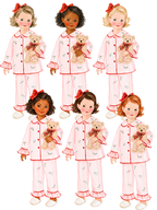 Multicultural Christmas Pajama Girls Watercolor Clipart Set