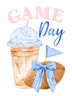 Preppy Game Day Coffee & Football Watercolor PNG